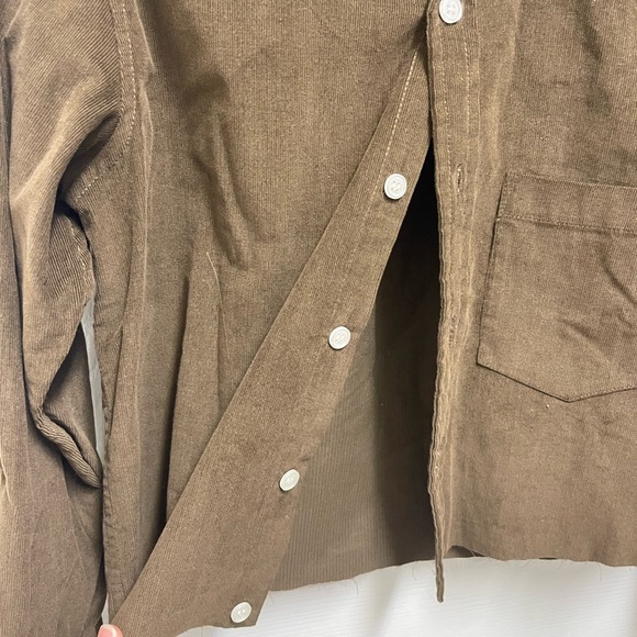 Emily Phillips Brown Corduroy Cropped Button Down - Picture 3 of 10